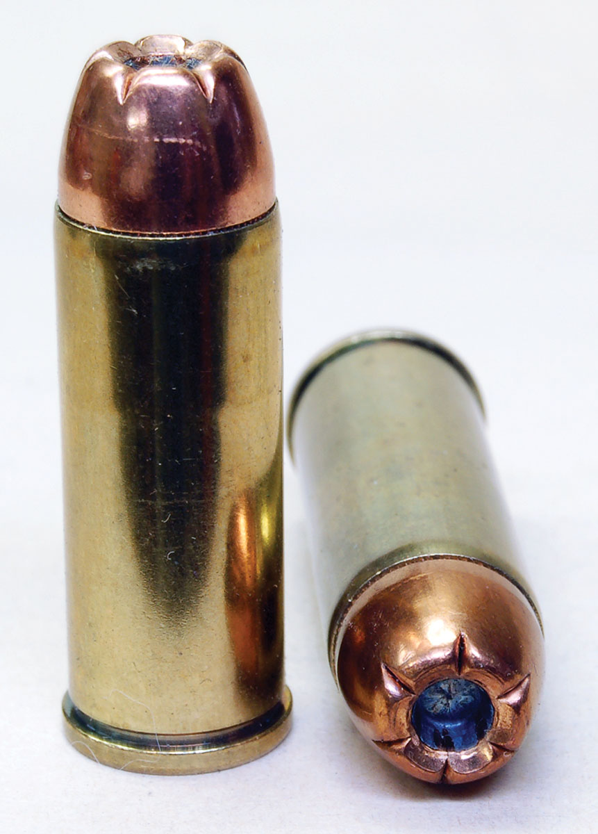 The Hornady XTP-Mag bullet in a 480 factory load is said to have proven itself on deer and elk.